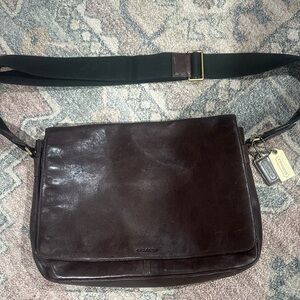 Coach Dark Brown Leather Messenger Bag